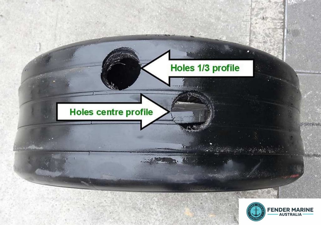 Hole patterns drilled into aircraft tyre